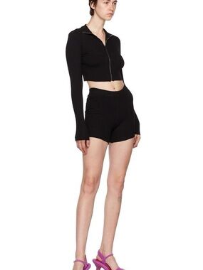 Cotton Citizen Black Ribbed High-Waist Bike Shorts